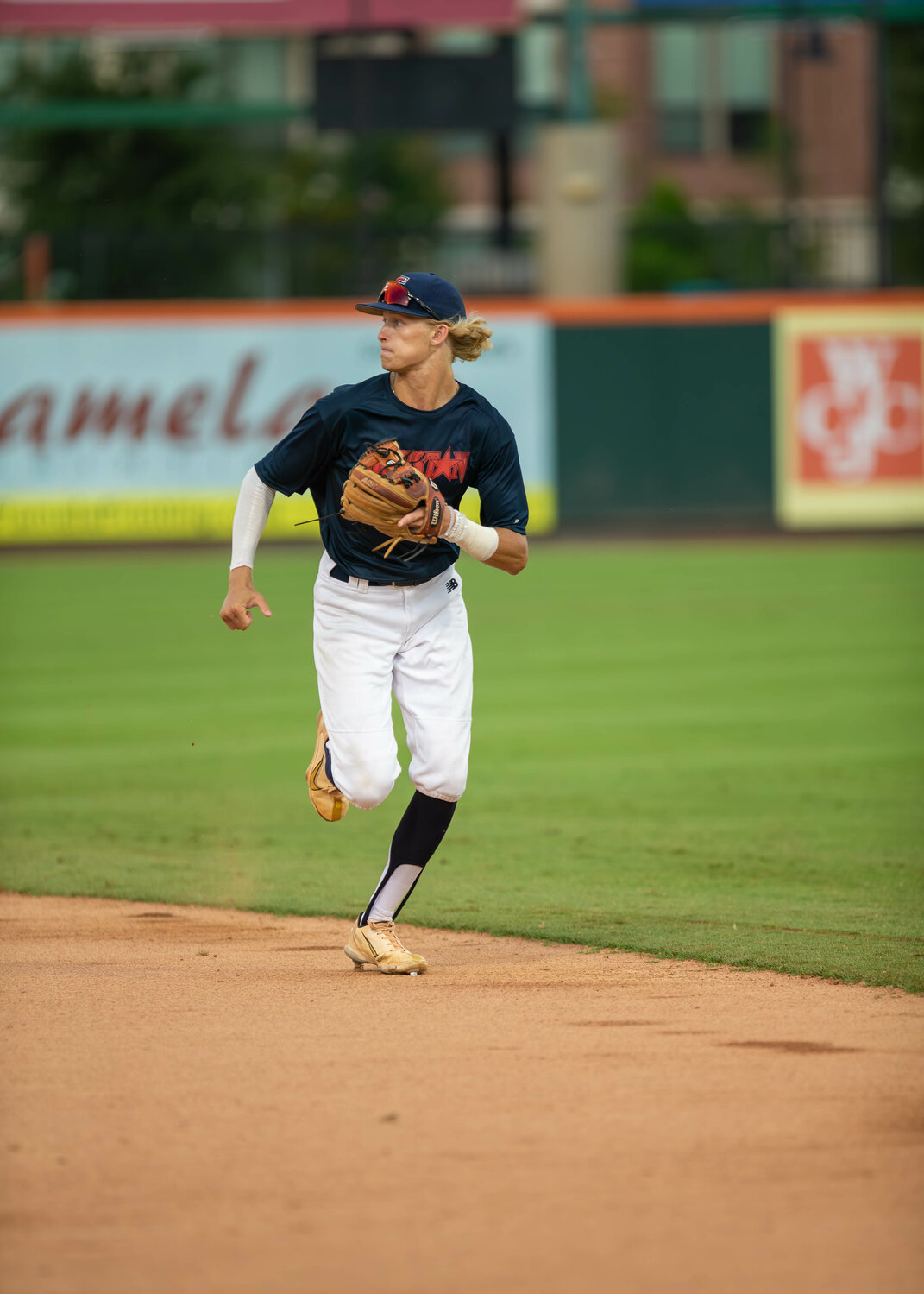Drew Markle chases after a grounder during the GHBCA Seniors All-Star game at Constellation Field in Sugar Land.